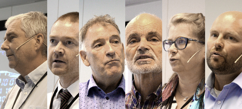 Øystein Ravik (f.v.), Erik Syvertsen, Otto A. Breivik, Sjur Sæteren, Tone Gotheim, Erik Hestvik.